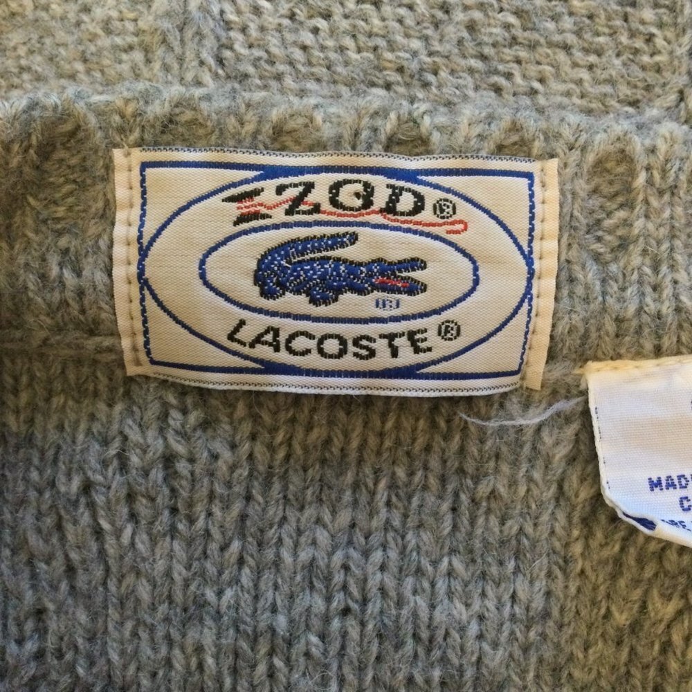 Izod Lacoste Mens Sweater Vest Size Large Grey Sleeveless Pullover Cable Knit Ar View 6